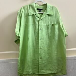 New-Gen XL LINEN Green Casual Button Down Shirt